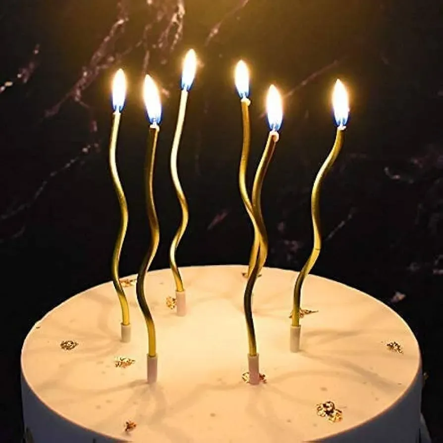Curly Metallic Candles – All Colors Available (6 Pieces per Pack) - View 2