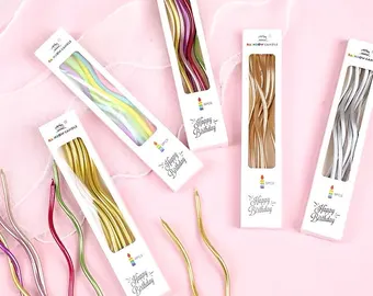 Curly Metallic Candles – All Colors Available (6 Pieces per Pack)