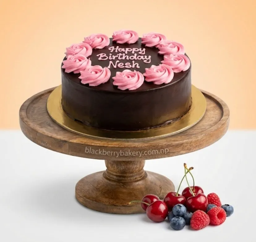 Chocolate Truffle Cake with Floral Top