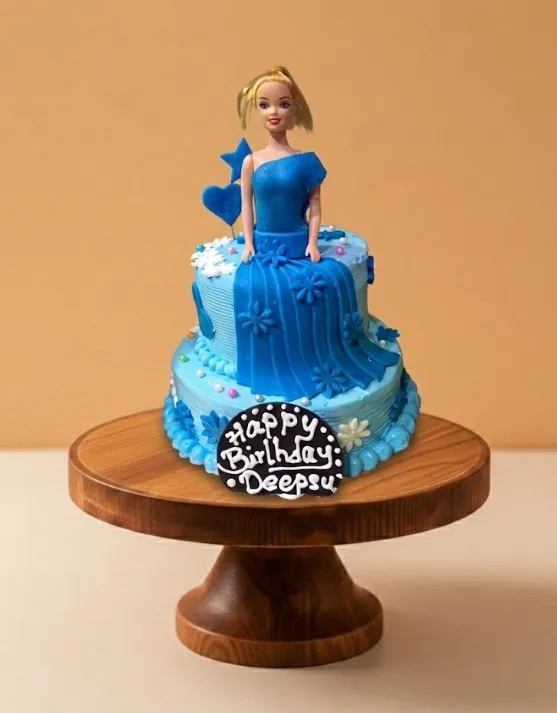 Doll Cake with Blue Dress