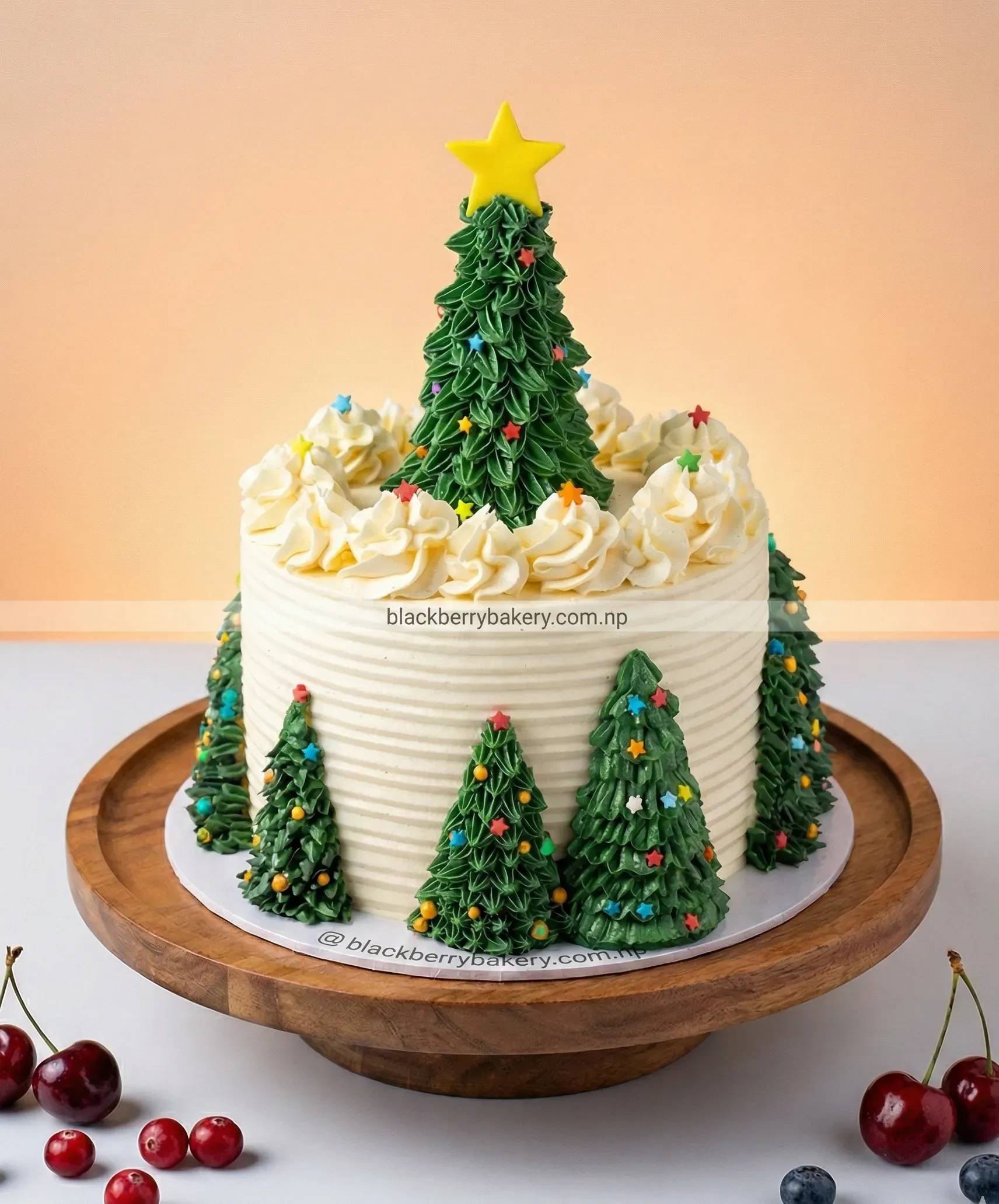 Christmas Cake with Tree Decoration