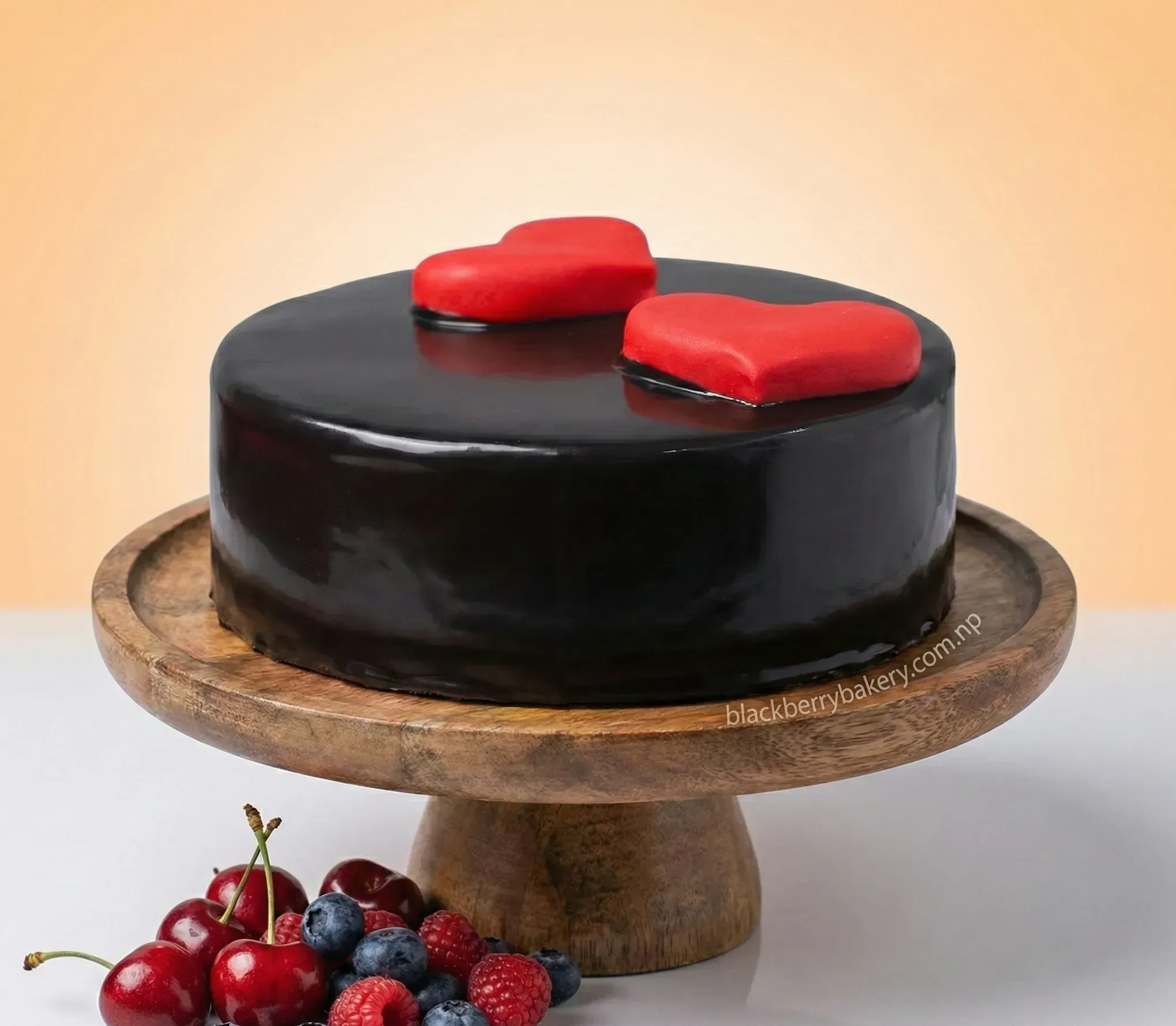 Chocolate Truffle Cake with Double Hearts