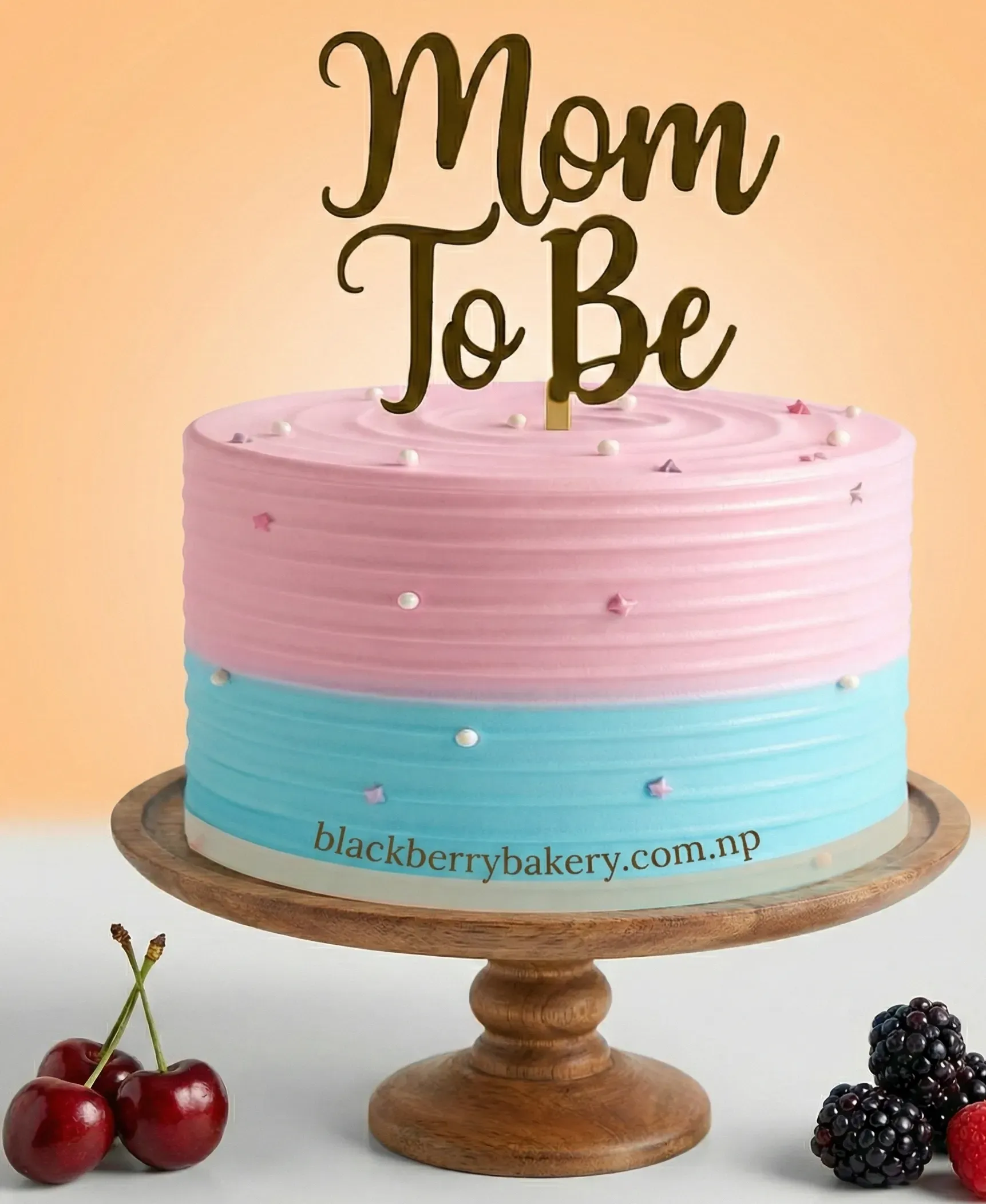 Baby Shower Cake with Mom-to-Be Tag 