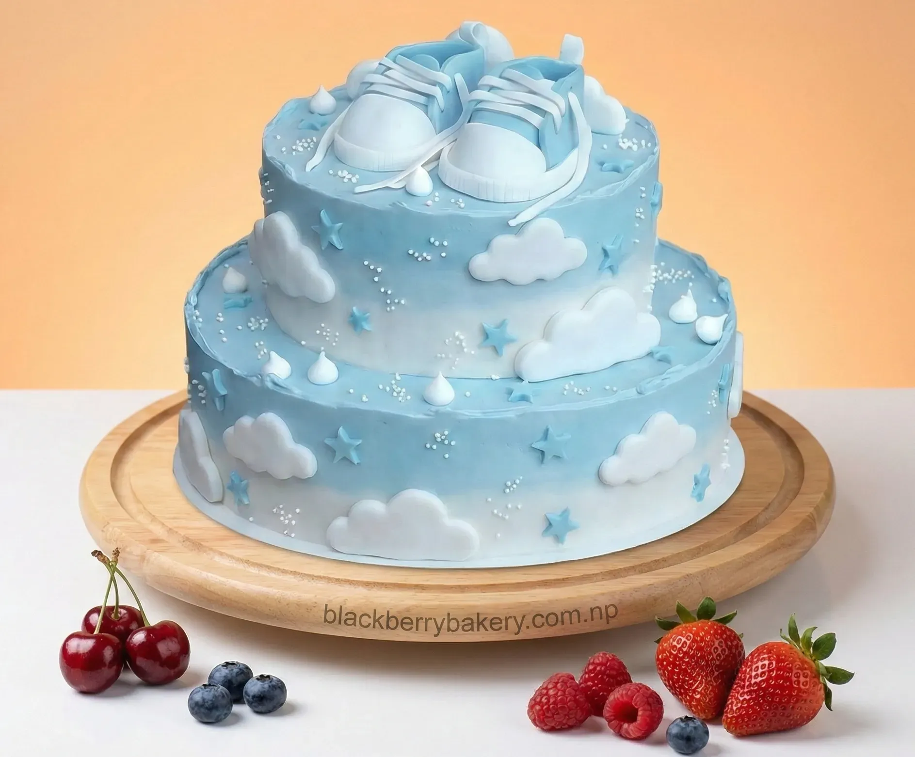 Cloud-Themed Baby Shower Multi Tier Cake 