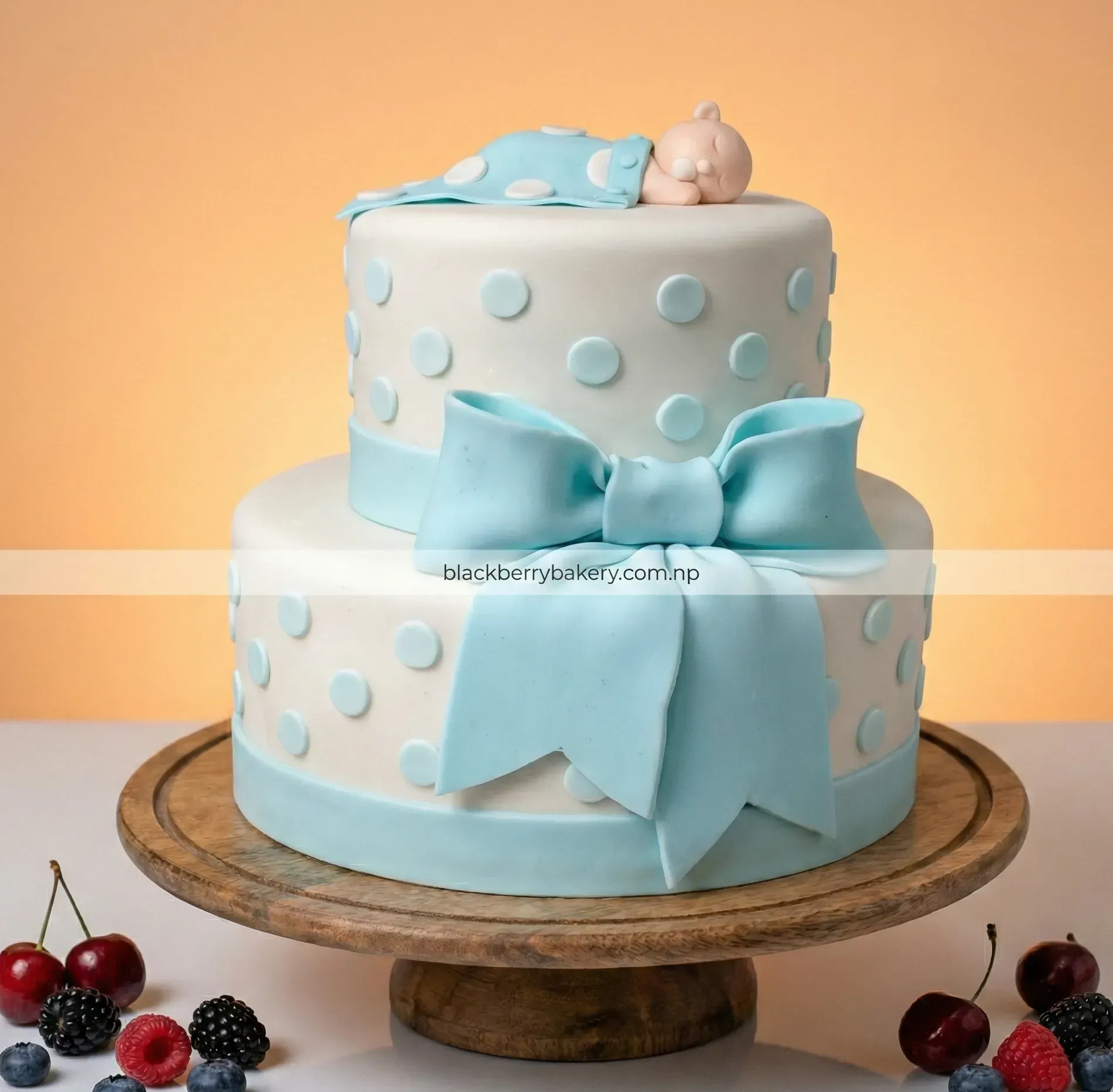 Blue Ribbon -Cream Cake-Perfect for all celebration