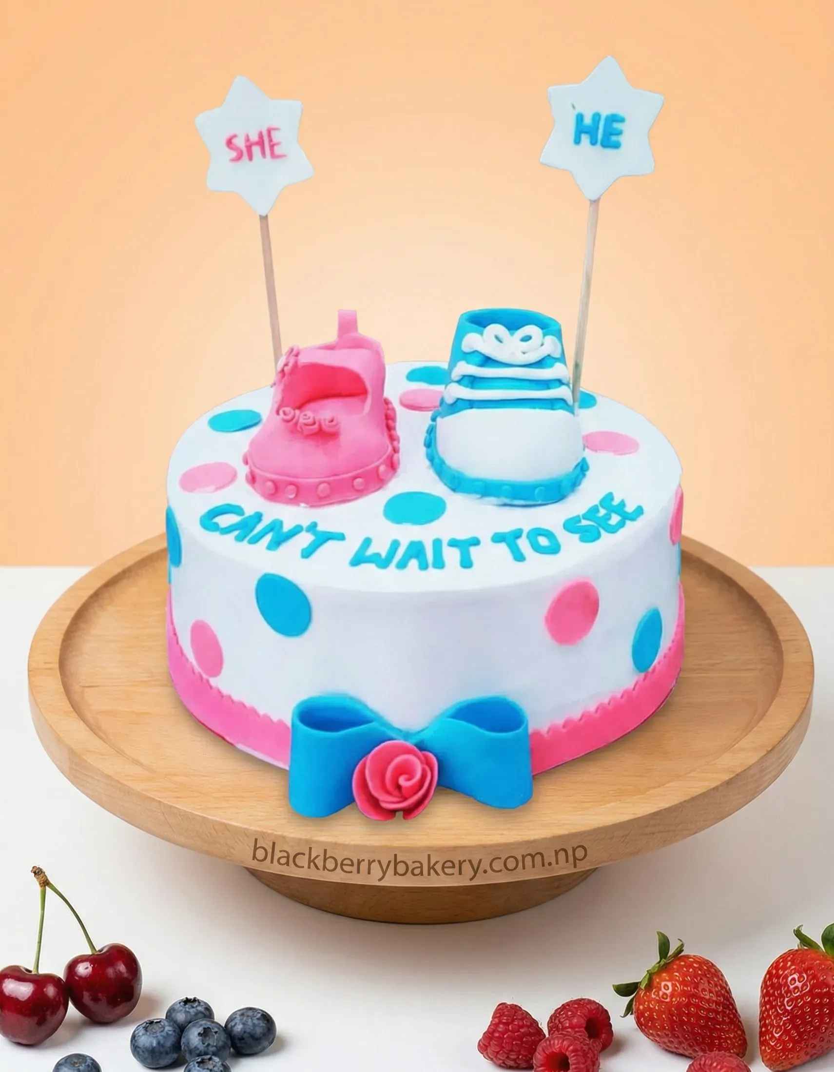 Baby Shower Cake with Stars and Shoes