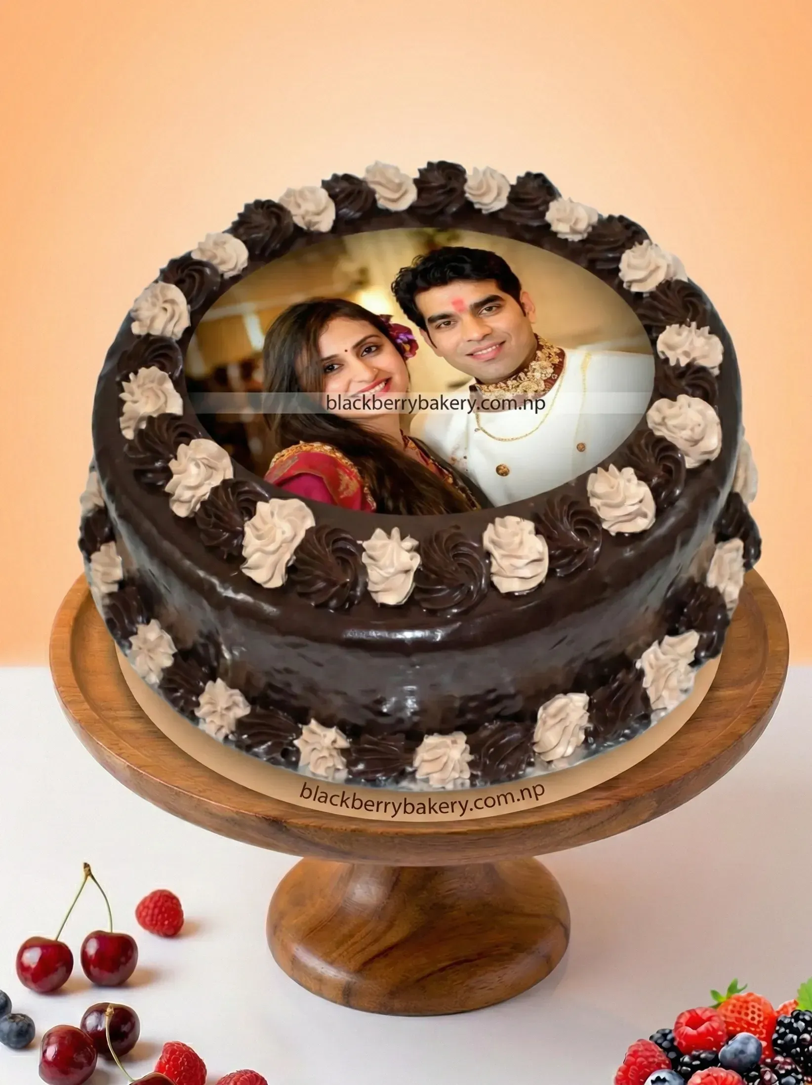 Chocolate Truffle Photo Cake-Your Customize Photo at Top