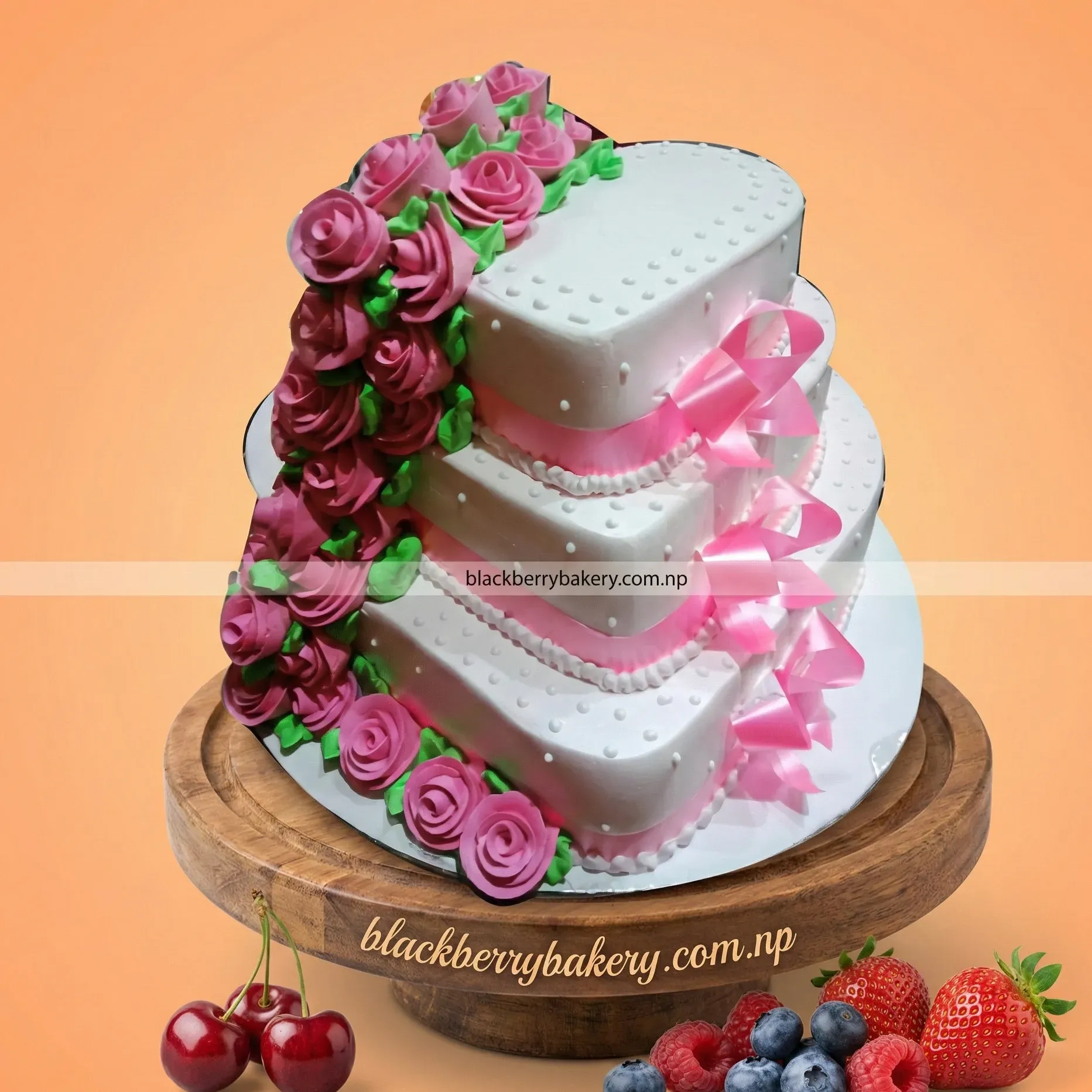 Heart Shaped 3 Tier Cake 