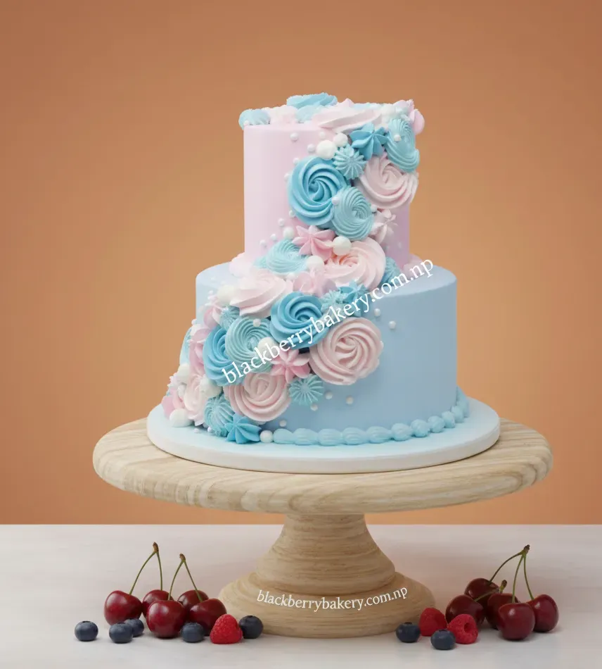 Royal Blue Pink Theme Cake