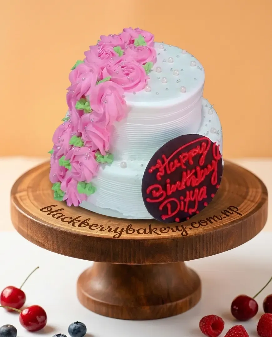 Pink Floral Multi Layer Cake