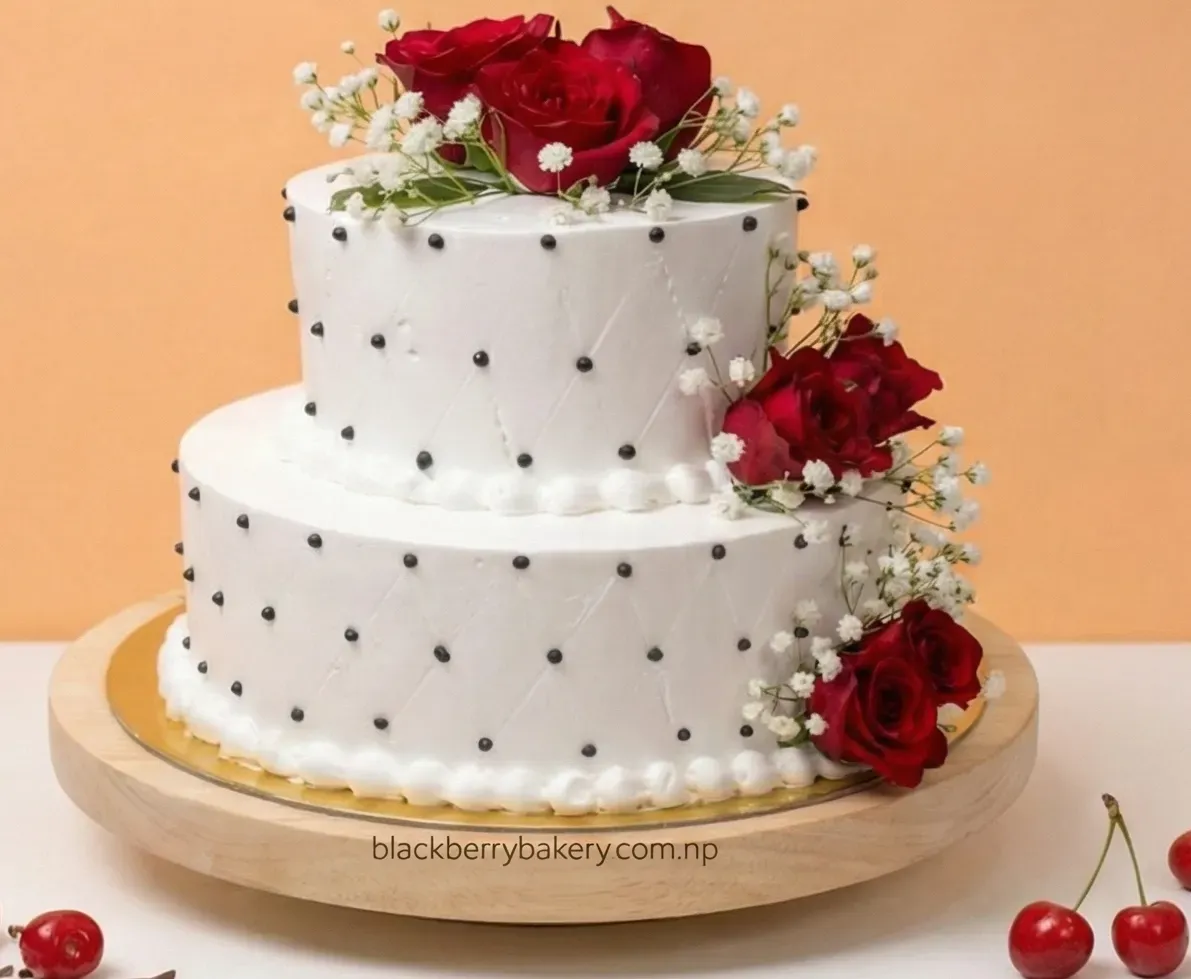 Multi Layer  Classic Red Rose Designer Cake