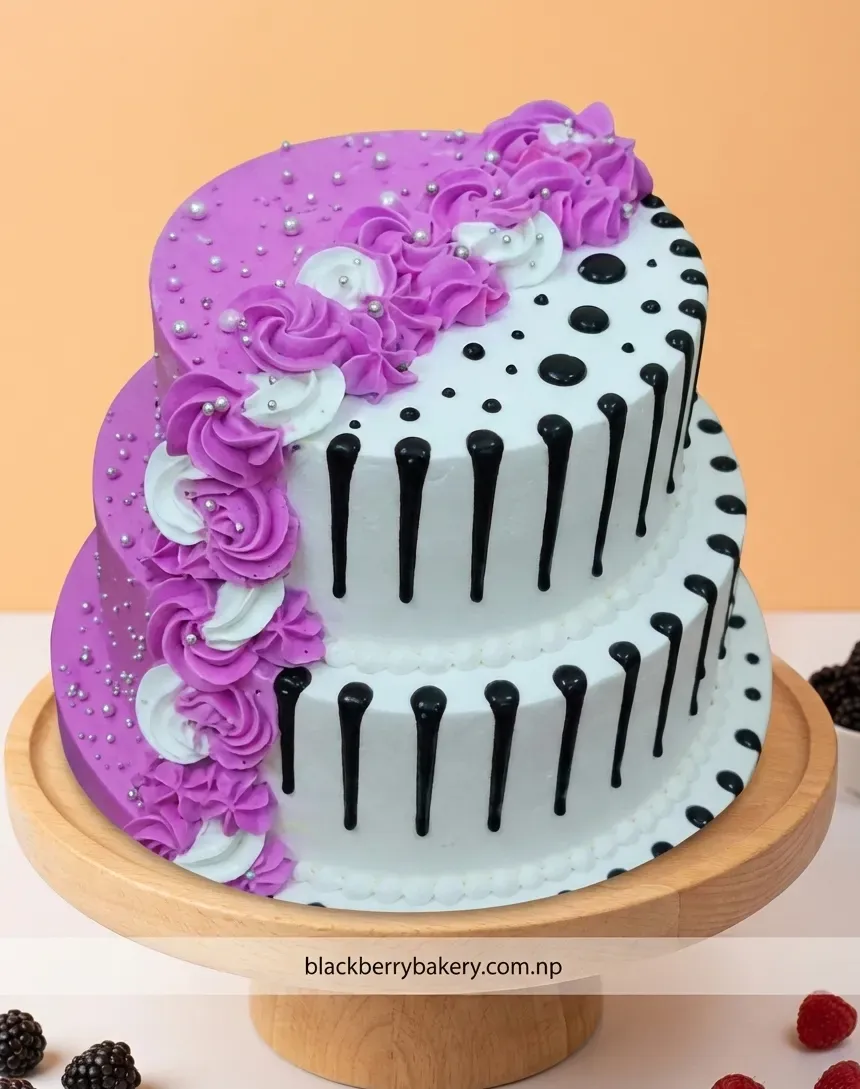 2 Layer Royal Purple White Mix Cake