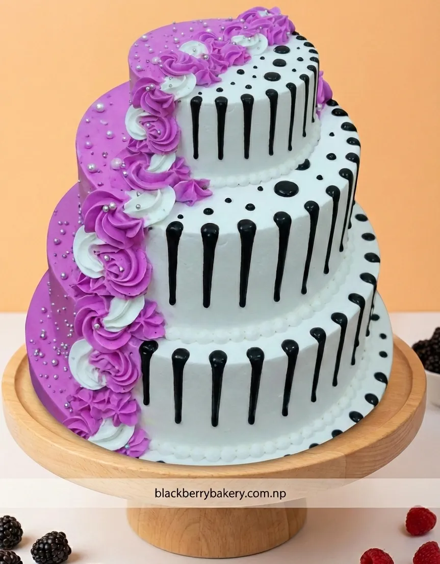 3 Layer RoyalPurple White Mix Cake