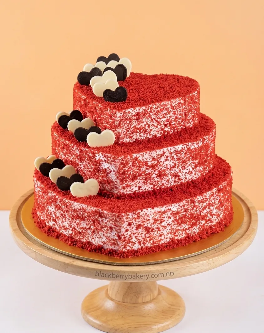  3 Layer  Romantic  Heart-Shaped Love Cake