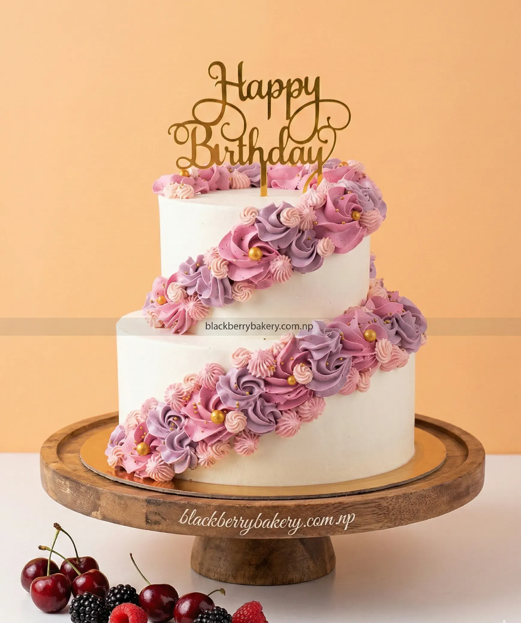 Multi Layer Celebration Cake - With Happy Birthday Tag